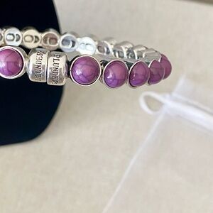 Plunder Designs Silver Beaded Stacking Bracelet Purple Magnetic Clasp